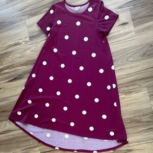 LuLaRoe Burgundy Dress with White Dots